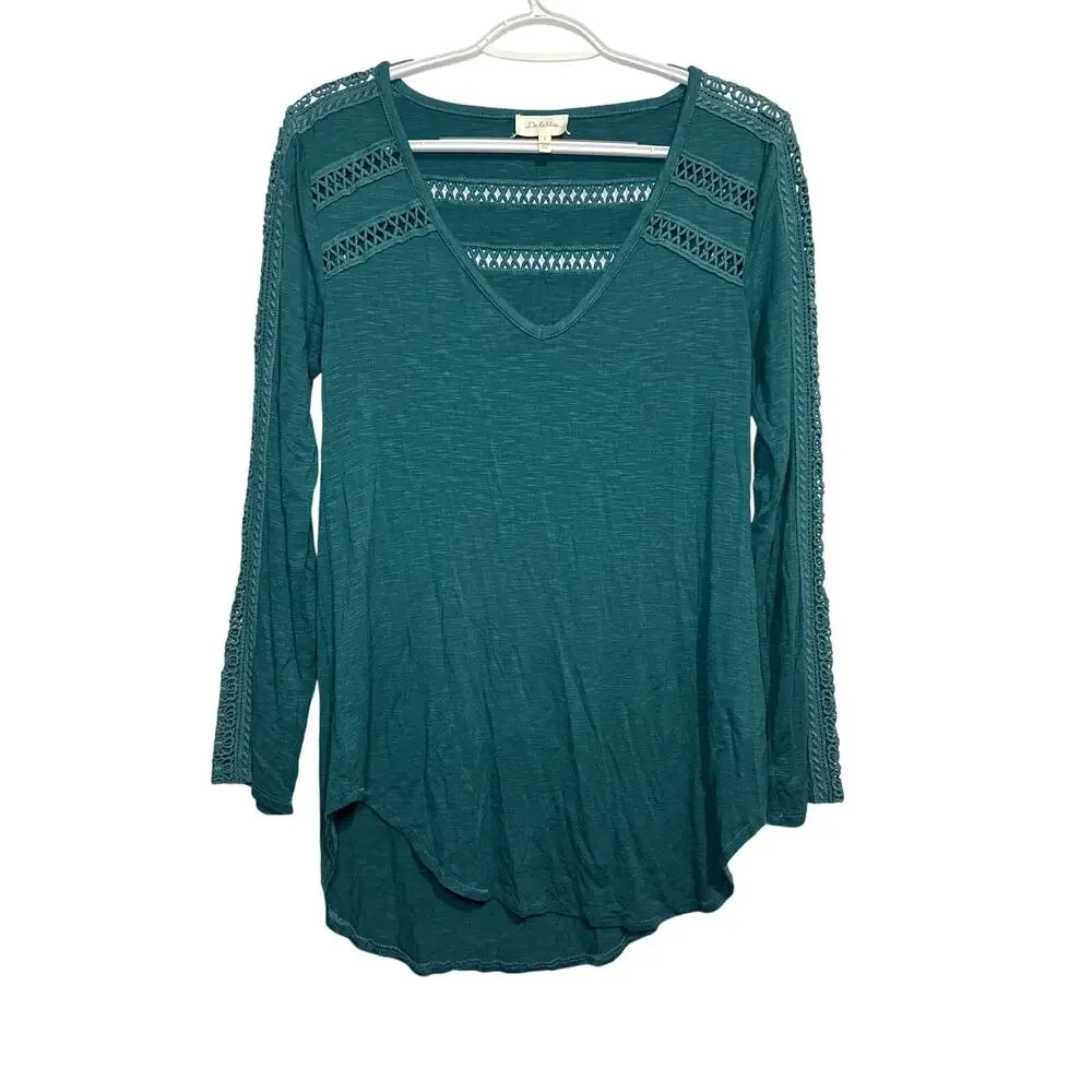 Anthropologie Deletta eyelet detail long‎ sleeve shirt womens small casual cozy